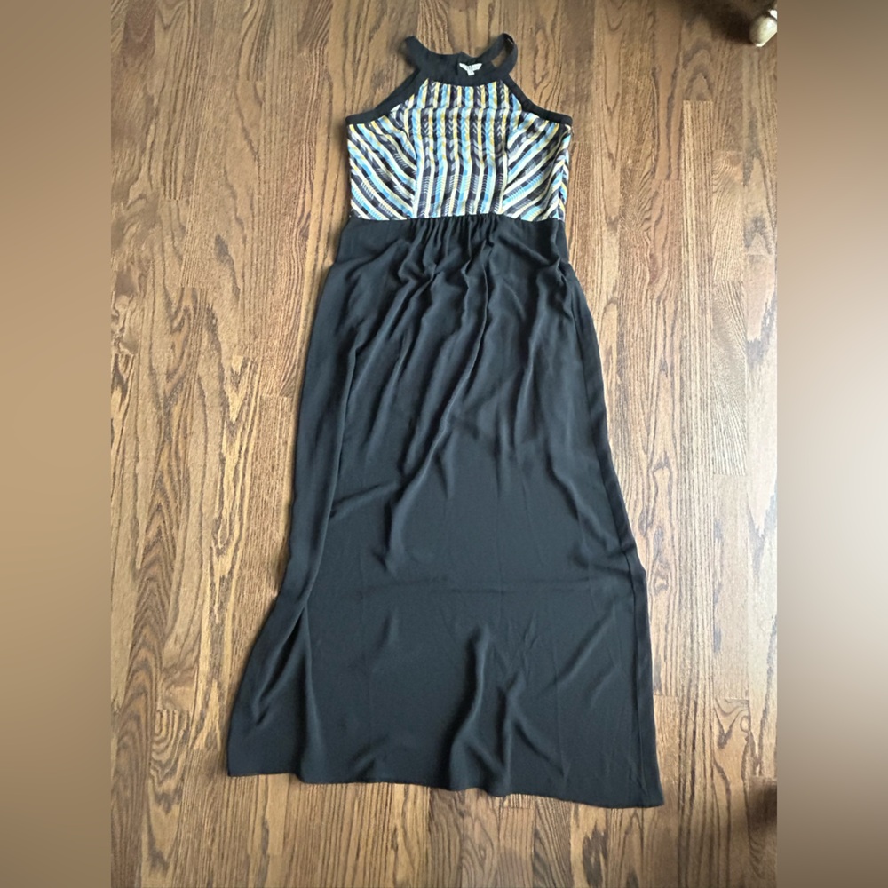 Anita Dongre Black Maxi Dress with Striped Bodice